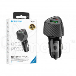 Сетевое зарядное устройство USB/Type-C Borofone BN17 (20W, QC3.0, PD, прозрачный корпус) Черный