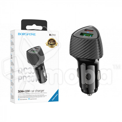 Сетевое зарядное устройство USB/Type-C Borofone BN17 (20W, QC3.0, PD, прозрачный корпус) Черный