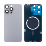 Задняя крышка для iPhone 15 Pro Max (A3106) в сборе со стеклом камеры Серый (стекло, монолит, MagSafe, логотип) - Премиум
