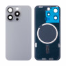 Задняя крышка для iPhone 15 Pro (A3102) в сборе со стеклом камеры Серый (стекло, монолит, MagSafe, логотип) - Премиум