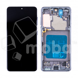 Дисплей для Samsung Galaxy S21 (G991B) модуль с рамкой Серый - (OLED) (Full Size)