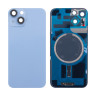Задняя крышка для iPhone 14 (A2883) в сборе со стеклом камеры Синий (стекло, монолит, MagSafe, логотип) - Премиум
