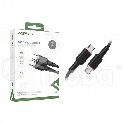Кабель Type-C - Type-C Acefast C2-03 (3A, 60W, PD, силикон, 1.2 м) Черный