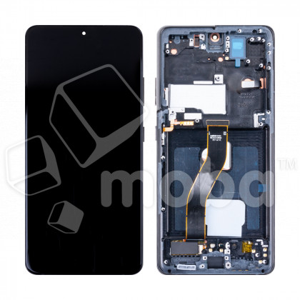 Дисплей для Samsung Galaxy S21 Ultra (G998B) модуль с рамкой Черный - (OLED) (Full Size)