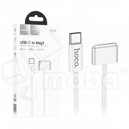 Кабель Type-C - Mag 3 Hoco X103 (140W, магнитный, оплетка нейлон, 2 м) Белый
