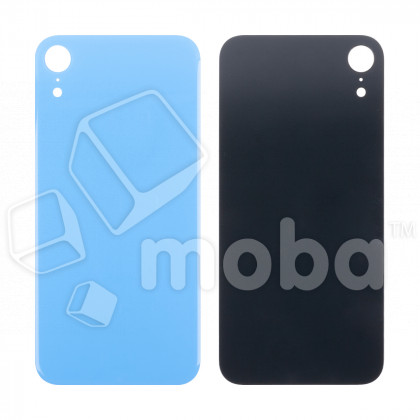 Задняя крышка для iPhone Xr (A2105) Голубой (стекло, монолит, широкий вырез под камеру, логотип) - Премиум