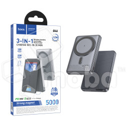 Внешний аккумулятор (Power Bank) Hoco Q46 5000mAh (20W, PD, USB-C, MagSafe 15W, держатель для карт и смартфона) Серый