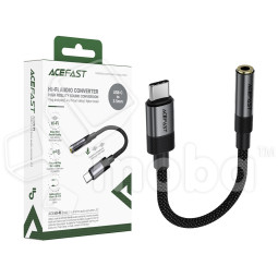 Адаптер Type-C - "3,5 мм" Jack Acefast J12 (оплетка нейлон) Черный