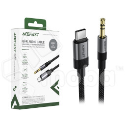 Кабель AUX "3,5 мм" Jack - Type-C Acefast J11 (оплетка нейлон) (1 м) Черный
