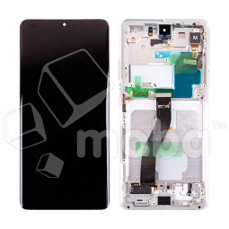 Дисплей для Samsung Galaxy S21 Ultra (G998B) модуль с рамкой Серебро - Сервисный Оригинал