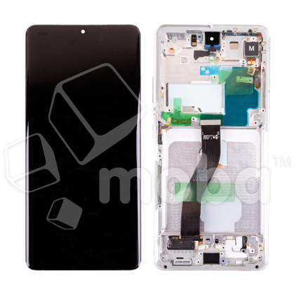 Дисплей для Samsung Galaxy S21 Ultra (G998B) модуль с рамкой Серебро - Сервисный Оригинал