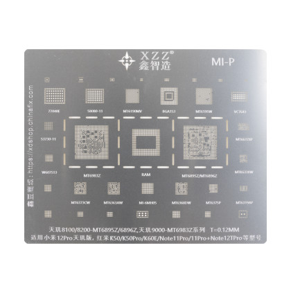 BGA трафарет XZZ Dimensity 8100/8200 для Xiaomi Redmi Note 11 Pro/11 Pro+/12T Pro