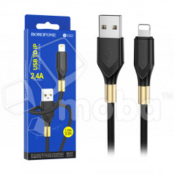 Кабель USB - Lightning Borofone BX92 (2.4A, оплетка ткань) Черный