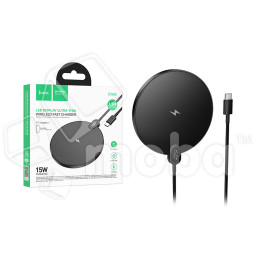 Беспроводное зарядное устройство Hoco CW62 (15W, быстрая зарядка, дисплей) Черный