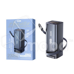 Внешний Аккумулятор (Power Bank) Remax FC-22 20000 mAh (100W, PD, Type-C, встроенный кабель Type-C, LED дисплей) Серый