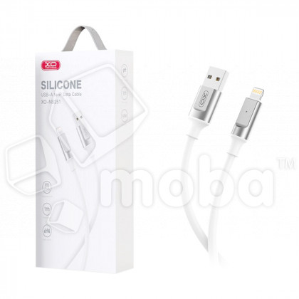 Кабель USB - Lightning XO NB251 (6A, силикон) Белый