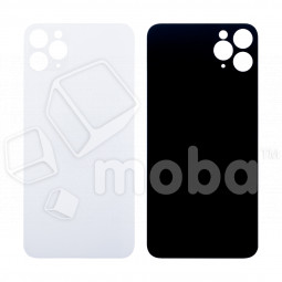 Задняя крышка для iPhone 11 Pro Max (A2218) Белый (стекло, широкий вырез под камеру, логотип)