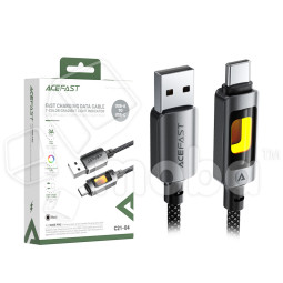 Кабель USB - Type-C Acefast C21-04 (3A, оплетка нейлон, 1.2 м) Черный
