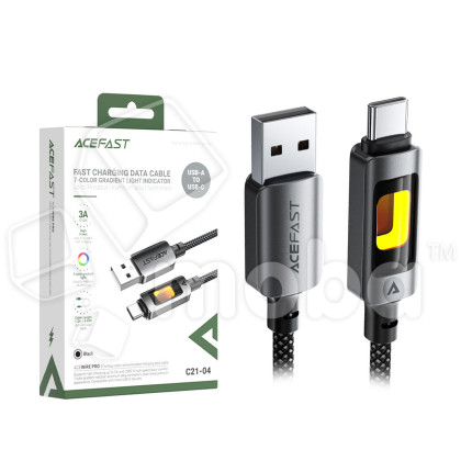 Кабель USB - Type-C Acefast C21-04 (3A, оплетка нейлон, 1.2 м) Черный