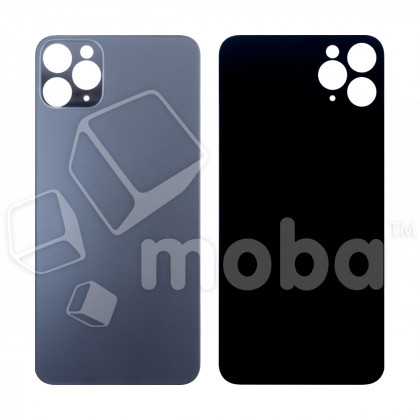 Задняя крышка для iPhone 11 Pro Max (A2218) Серый (стекло, широкий вырез под камеру, логотип)