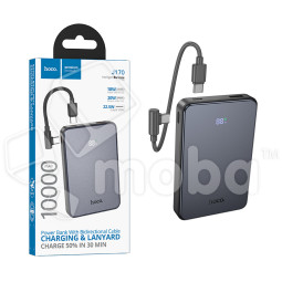 Внешний Аккумулятор (Power Bank) Hoco J170 10000 mAh (22.5W, 20W, PD, Type-C, кабель Type-C, LED дисплей) Серый