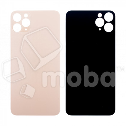Задняя крышка для iPhone 11 Pro Max (A2218) Золото (стекло, широкий вырез под камеру, логотип)