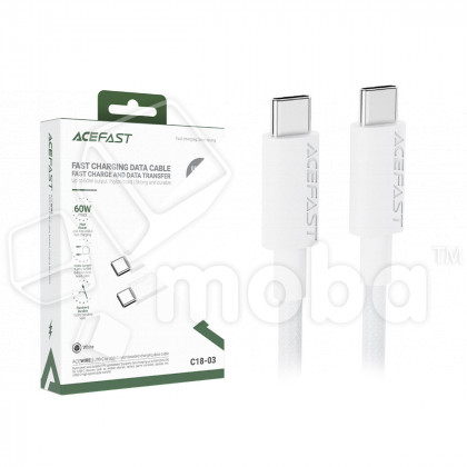 Кабель Type-C - Type-C Acefast C18-03 (3A, 60W, PD, оплетка нейлон, 1.2 м) Белый