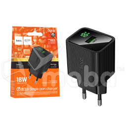 Сетевое зарядное устройство USB Hoco CS81A (18W, QС3.0, с дисплеем) Черный