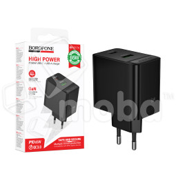 Сетевое зарядное устройство USB/Type-C Borofone BAS17A (65W, QC3.0, PD, 2 порта) Черный